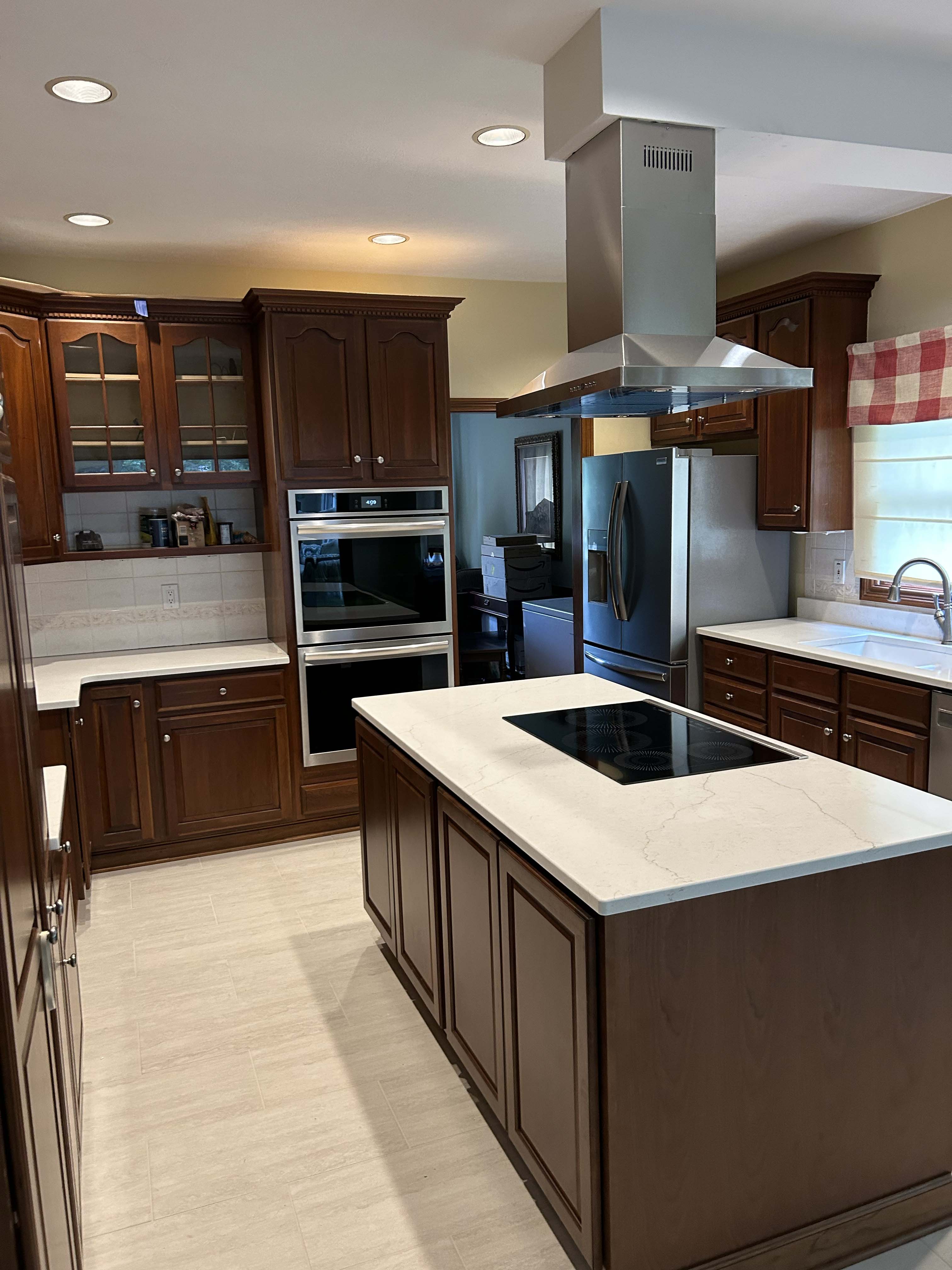 Kitchen remodel in Gahanna, Ohio with updated cabinets, counters, and clean finishes