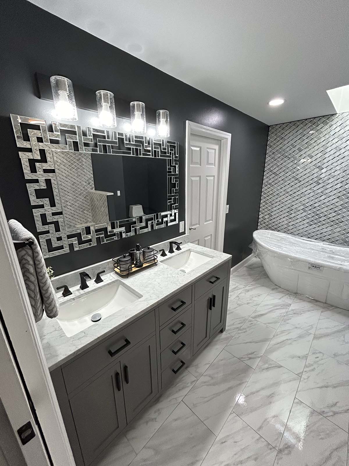 Bathroom remodel project in Newark Ohio with updated shower and tile